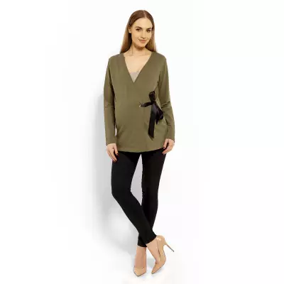 Bluzka Ciążowa Model 1626C Khaki - PeeKaBoo