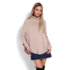 Sweter Ponczo Model 70009 Latte - PeeKaBoo