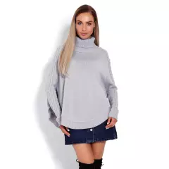 Sweter Ponczo Model 70009 Grey - PeeKaBoo