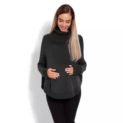 Sweter Ponczo Model 70009C Grafit - PeeKaBoo