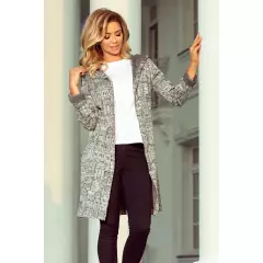 Sweter Kardigan Model 218-1 Wzór Black/White/Grey - Numoco