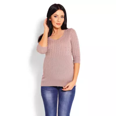 Sweter Damski Model 70008C Cappuccino - PeeKaBoo