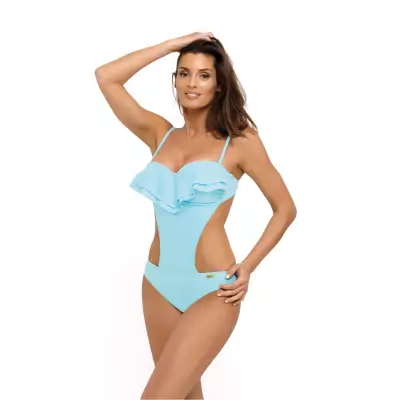 Jednoczęściowy strój kąpielowy Kostium kąpielowy Model Belinda Skipper M-548 Pastel Sky Blue - Marko