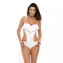 Jednoczęściowy strój kąpielowy Kostium kąpielowy Model Belinda Bianco M-548 White - Marko