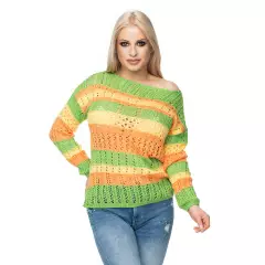 Sweter Damski Model 30060 Green/Orange - PeeKaBoo