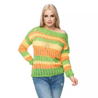 Sweter Damski Model 30060 Green/Orange - PeeKaBoo