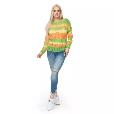 Sweter Damski Model 30060 Green/Orange - PeeKaBoo