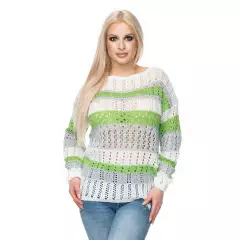 Sweter Damski Model 30060 Cream/Green - PeeKaBoo