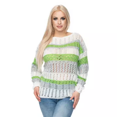 Sweter Damski Model 30060 Cream/Green - PeeKaBoo