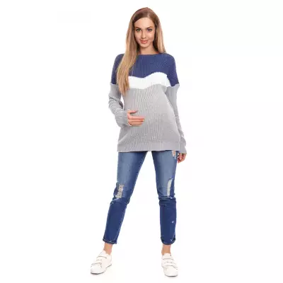 Sweter Ciążowy Model 40023 Jeans - PeeKaBoo