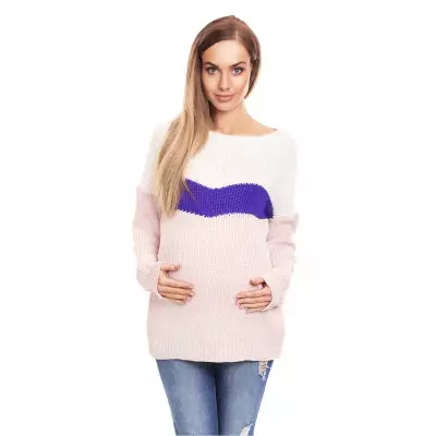 Sweter Ciążowy Model 40023 Powder Pink - PeeKaBoo