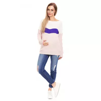 Sweter Ciążowy Model 40023 Powder Pink - PeeKaBoo