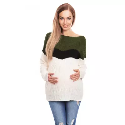 Sweter Ciążowy Model 40023 Khaki - PeeKaBoo