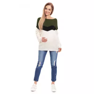 Sweter Ciążowy Model 40023 Khaki - PeeKaBoo