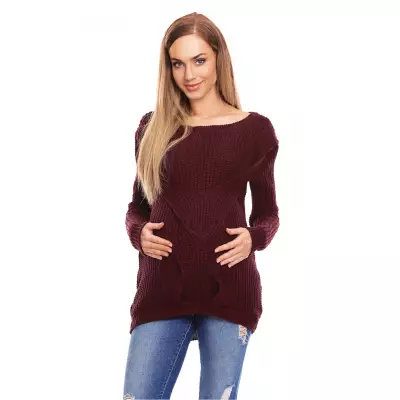 Sweter Ciążowy Model 40029 Bordo - PeeKaBoo