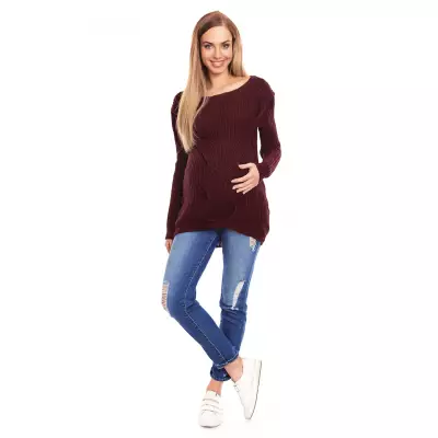 Sweter Ciążowy Model 40029 Bordo - PeeKaBoo