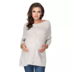 Sweter Ciążowy Model 30075 Light Grey - PeeKaBoo