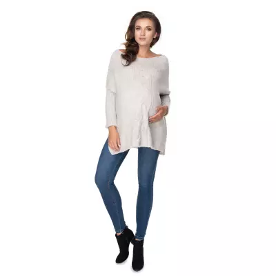 Sweter Ciążowy Model 30075 Light Grey - PeeKaBoo