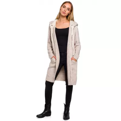 Sweter Kardigan Model MOE474 Beige - Moe