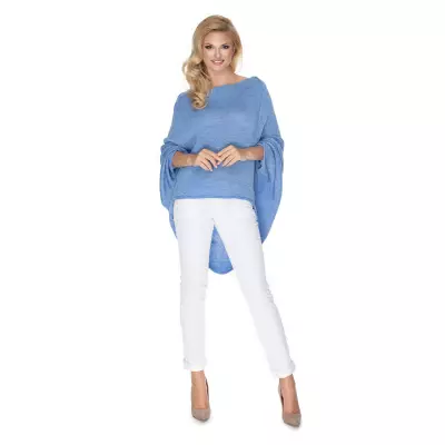 Sweter Ponczo Model 30068 Jeans - PeeKaBoo