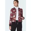 Bordowa bomberka w kwiaty BL01 Flowers/Bordo - Nife