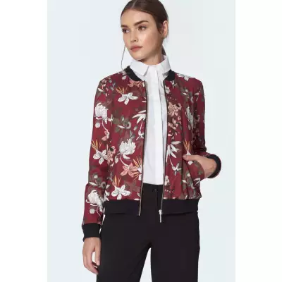 Bordowa bomberka w kwiaty BL01 Flowers/Bordo - Nife