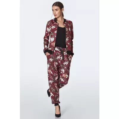 Bordowa bomberka w kwiaty BL01 Flowers/Bordo - Nife