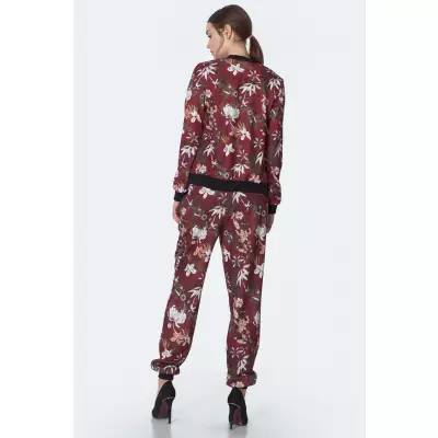 Bordowa bomberka w kwiaty BL01 Flowers/Bordo - Nife