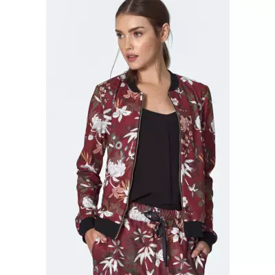 Bordowa bomberka w kwiaty BL01 Flowers/Bordo - Nife