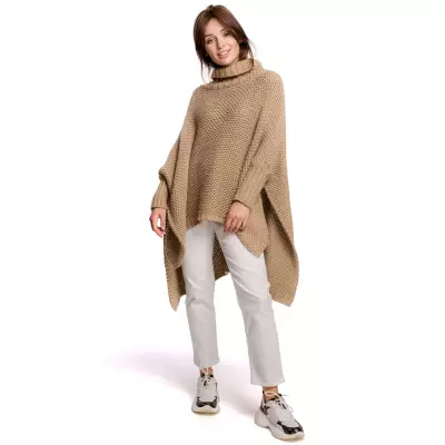 Sweter Ponczo Model BK049 Camel - BE Knit