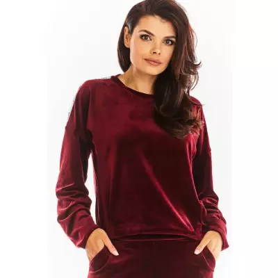 Bluza Damska Model A374 Bordo Welur - awama