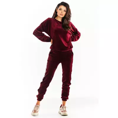 Bluza Damska Model A374 Bordo Welur - awama