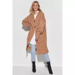 Sweter Kardigan Model S101 Camel - Makadamia