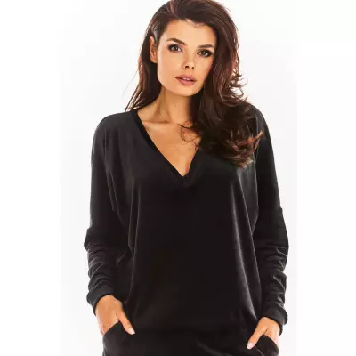 Bluza Damska Model A376 Black Welur - awama