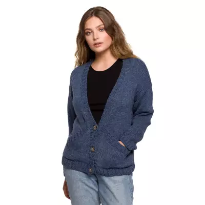 Sweter Kardigan Model BK074 Blue - BE Knit