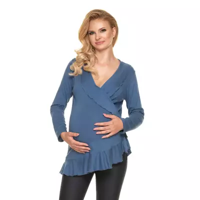 Bluzka Ciążowa Model 0185 Blue - PeeKaBoo