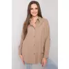 Koszula Damska Model EM-KS-004.42 Dark Beige - Ex Moda