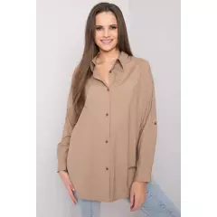 Koszula Damska Model EM-KS-004.42 Dark Beige - Ex Moda