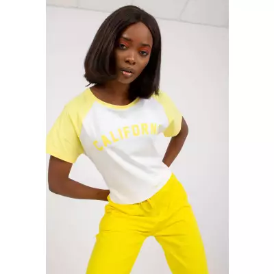 T-shirt Damski Model FA-TS-7708.44 White/Yellow - Fancy