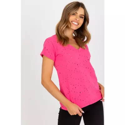 T-shirt Damski Model FA-TS-6967.77P Dark Pink - Fancy