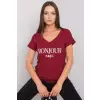 T-shirt Damski Model FA-TS-7161.32P Bordo - Fancy