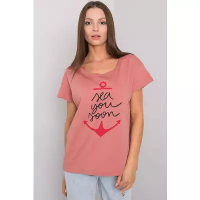 T-shirt Damski Model FA-TS-7196.74P Dark Pink - Fancy