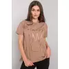 T-shirt Damski Model FA-TS-7121.88P Dark Beige - Fancy