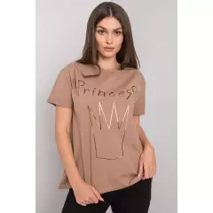 T-shirt Damski Model FA-TS-7121.88P Dark Beige - Fancy