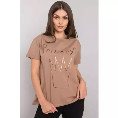 T-shirt Damski Model FA-TS-7121.88P Dark Beige - Fancy