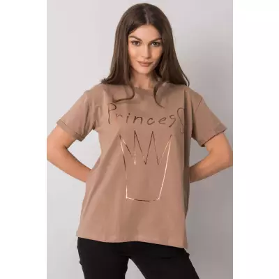 T-shirt Damski Model FA-TS-7121.88P Dark Beige - Fancy