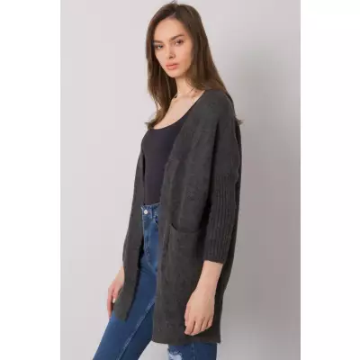 Sweter Kardigan Model ASM-SW-7560.96P Dark Grey - Rue Paris