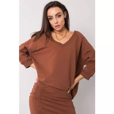 Bluza Damska Model RV-BL-5676.09 Dark Brown - Rue Paris