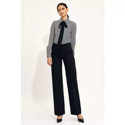 Czarne spodnie typu wide leg SD68 Black - Nife