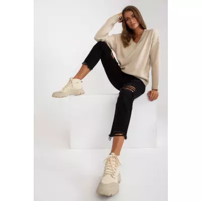 Sweter Damski Model LC-SW-0332.17 Beige - Rue Paris